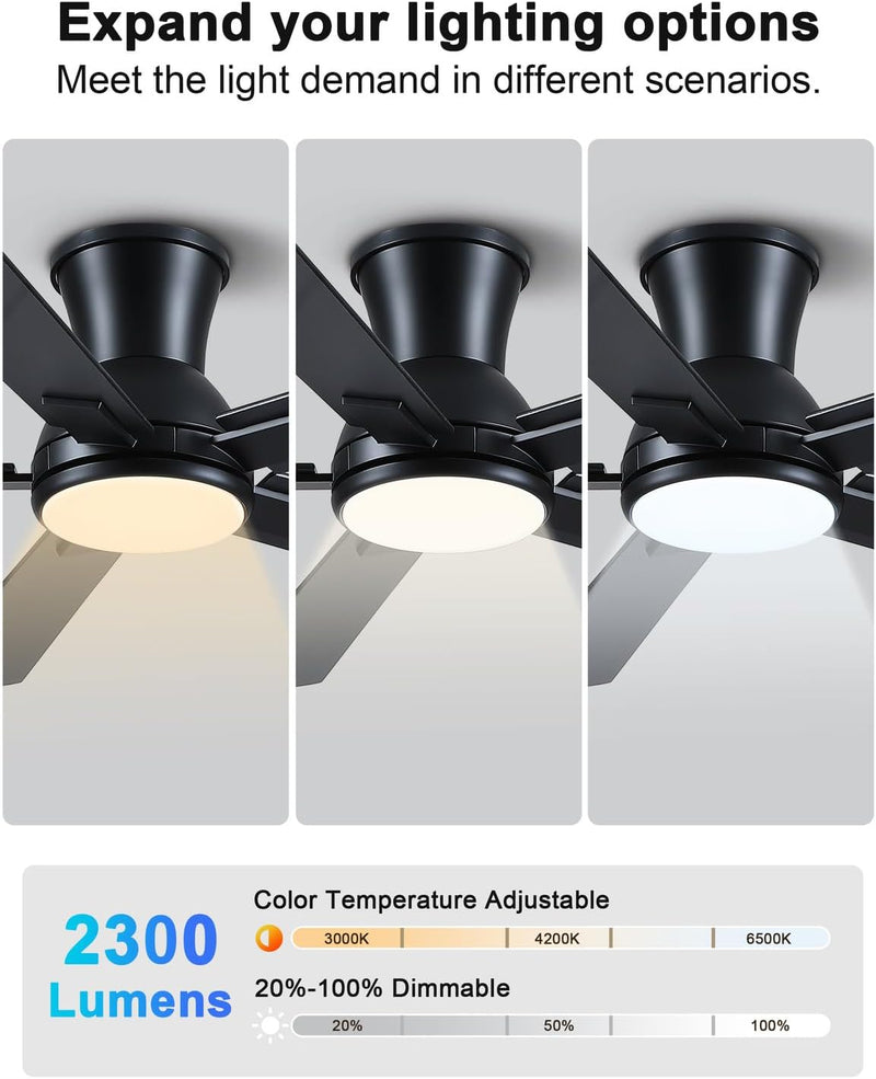 Flush Mount Ceiling Fan with Light