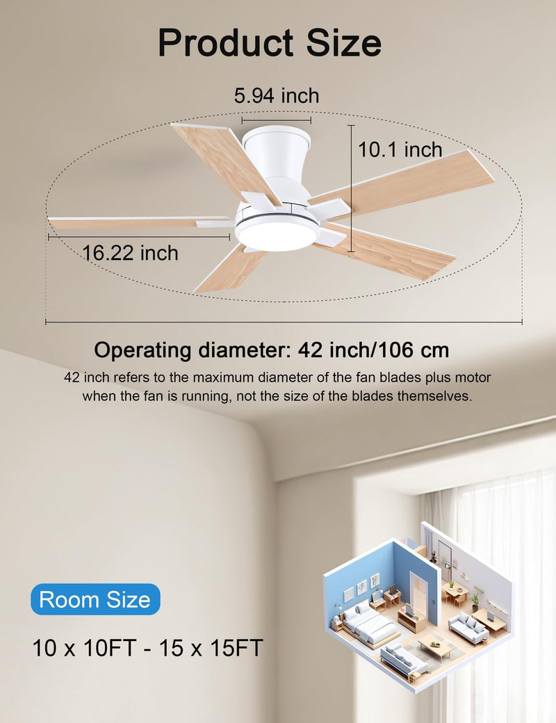 Flush Mount Ceiling Fan with Light