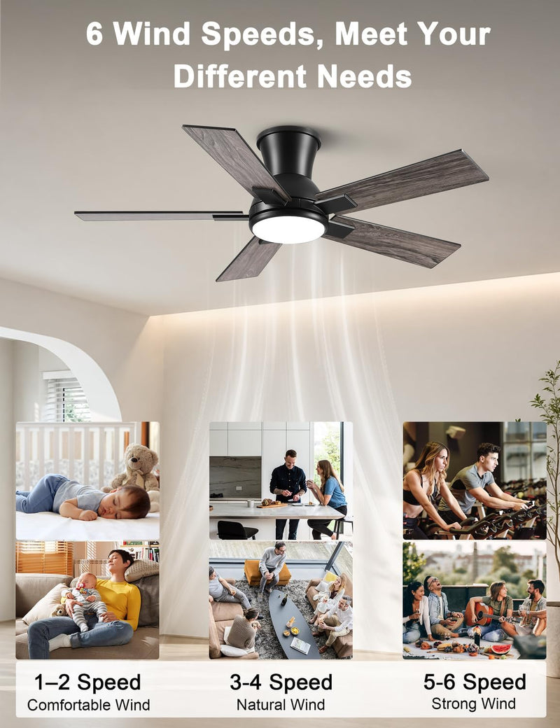 Flush Mount Ceiling Fan with Light