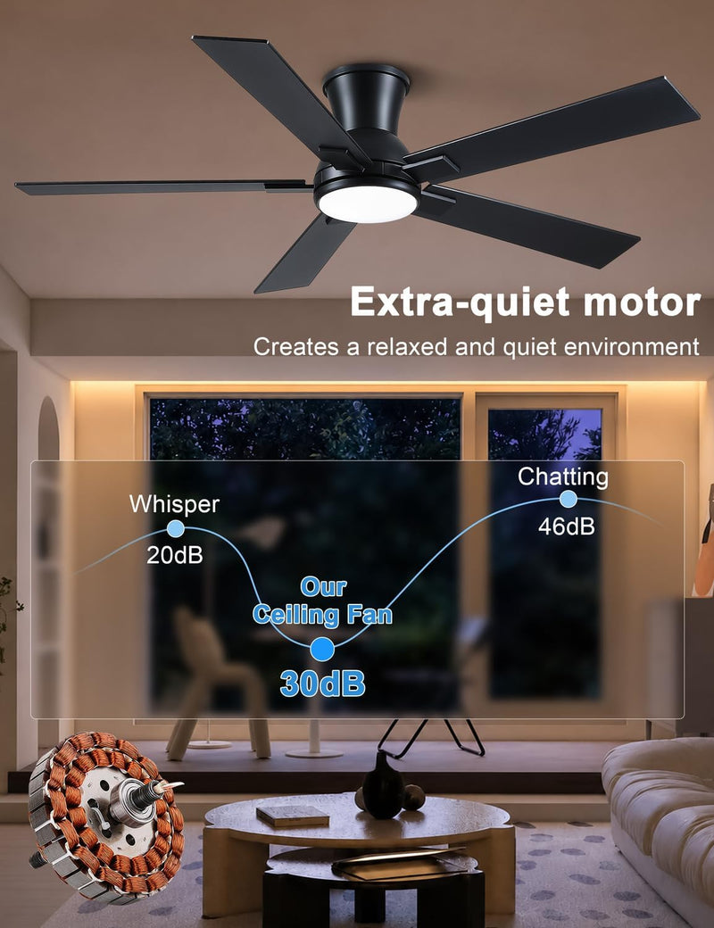Flush Mount Ceiling Fan with Light