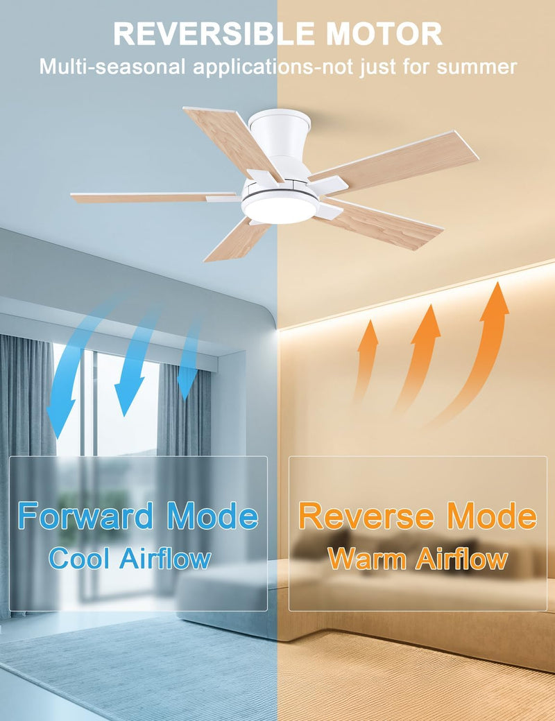 Flush Mount Ceiling Fan with Light