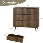 Fluted Chest of Drawers Mid- Century Modern Wooden