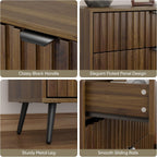 Fluted Chest of Drawers Mid- Century Modern Wooden