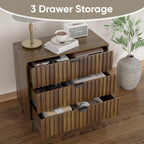 Fluted Chest of Drawers Mid- Century Modern Wooden