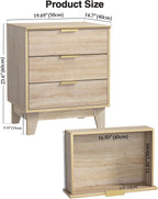 Fluted Nightstand with 3 Drawers Modern Bedside Tabls