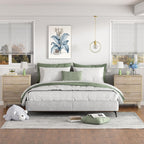 Fluted Nightstand with 3 Drawers Modern Bedside Tabls
