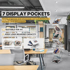 Foldable Aluminium Brochure Stand with 6 Pockets Portable