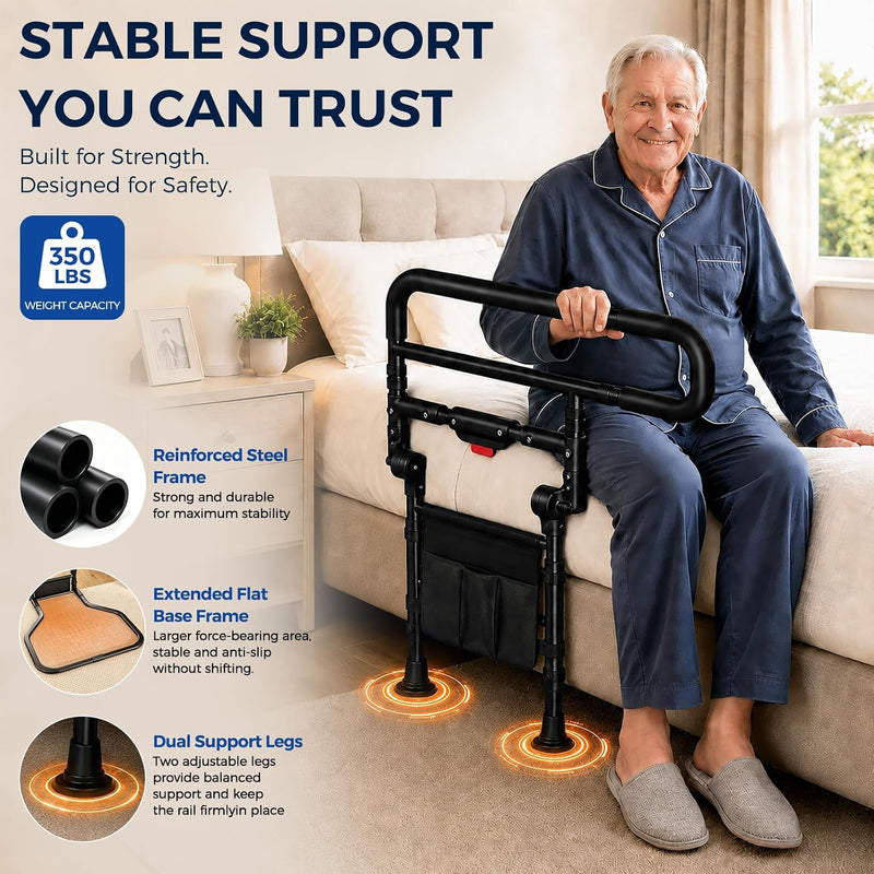 Foldable Bed Rails for Elderly Adults Adjustable Assist