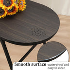 Foldable Coffee Table Natural Wood Oval Tables