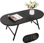 Foldable Coffee Table Natural Wood Oval Tables