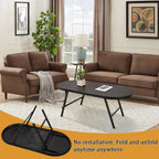 Foldable Coffee Table Natural Wood Oval Tables