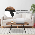 Foldable Coffee Table Natural Wood Oval Tables