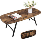 Foldable Coffee Table Natural Wood Oval Tables