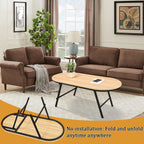 Foldable Coffee Table Natural Wood Oval Tables