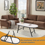 Foldable Coffee Table Natural Wood Oval Tables