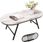 Foldable Coffee Table Natural Wood Oval Tables