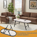 Foldable Coffee Table Natural Wood Oval Tables
