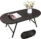 Foldable Coffee Table Natural Wood Oval Tables