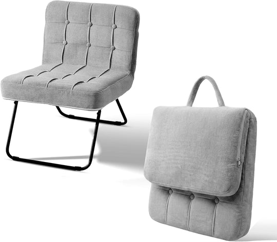 Foldable Corduroy Accent Chair Hand Carry Tub 55CM