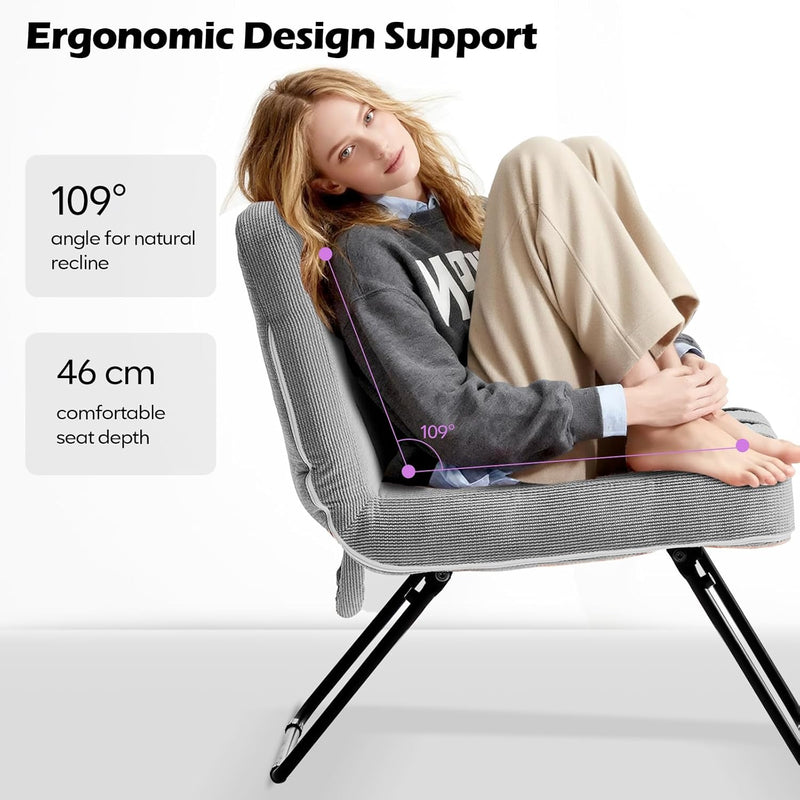 Foldable Corduroy Accent Chair Hand Carry Tub 55CM
