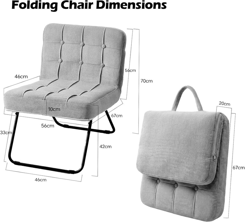 Foldable Corduroy Accent Chair Hand Carry Tub 55CM