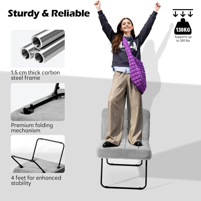 Foldable Corduroy Accent Chair Hand Carry Tub 55CM