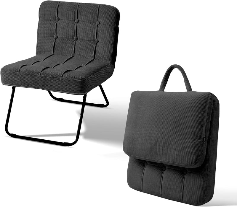 Foldable Corduroy Accent Chair Hand Carry Tub 55CM