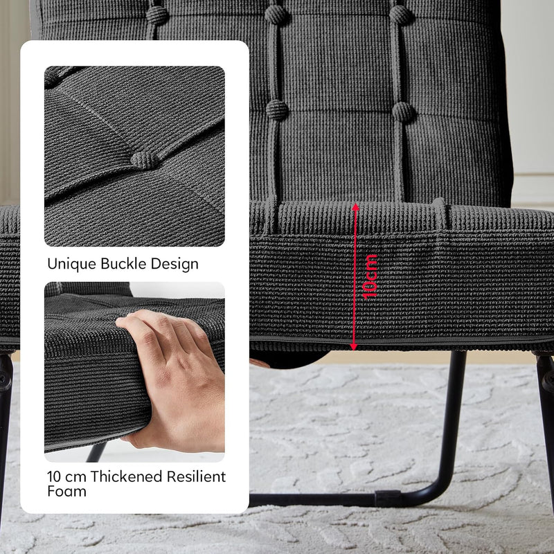Foldable Corduroy Accent Chair Hand Carry Tub 55CM