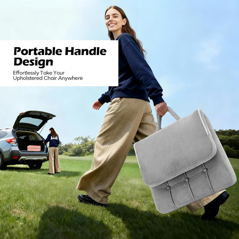 Foldable Corduroy Accent Chair Hand Carry Tub 55CM