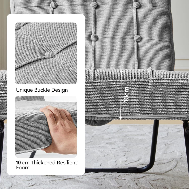 Foldable Corduroy Accent Chair Hand Carry Tub 55CM
