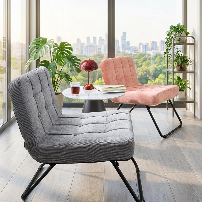 Foldable Corduroy Accent Chair Hand Carry Tub 55CM