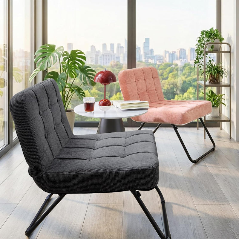 Foldable Corduroy Accent Chair Hand Carry Tub 55CM