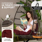 Foldable Egg Chair with Stand Hanging Rattan Wicker