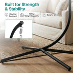 Foldable Egg Chair with Stand Hanging Rattan Wicker