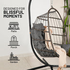 Foldable Egg Chair with Stand Hanging Rattan Wicker
