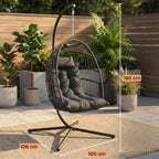 Foldable Egg Chair with Stand Hanging Rattan Wicker