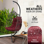 Foldable Egg Chair with Stand Hanging Rattan Wicker