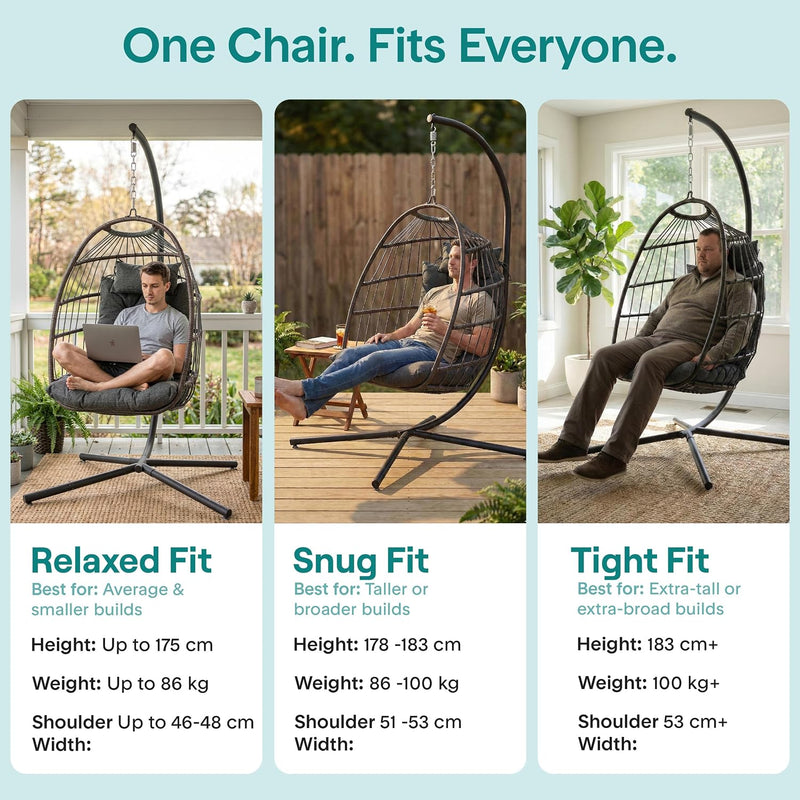 Foldable Egg Chair with Stand Hanging Rattan Wicker