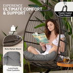 Foldable Egg Chair with Stand Hanging Rattan Wicker