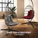 Foldable Egg Chair with Stand Hanging Rattan Wicker