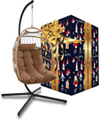 Foldable Egg Chair with Stand Rattan Wicker Hanging