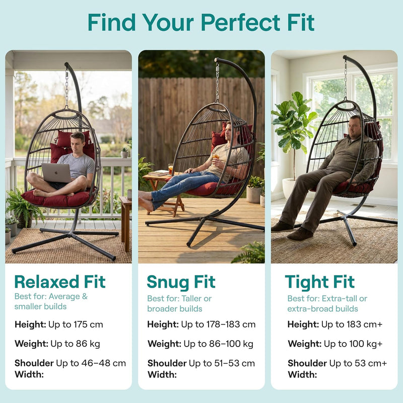 Foldable Egg Chair with Stand Rattan Wicker Hanging