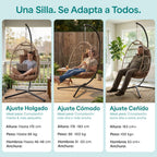 Foldable Egg Chair with Stand Rattan Wicker Hanging