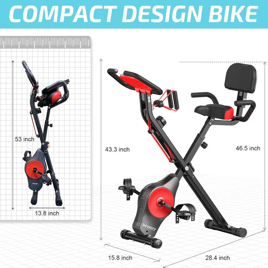 Foldable Fitness Exercise Bike with Resistance Bands 16