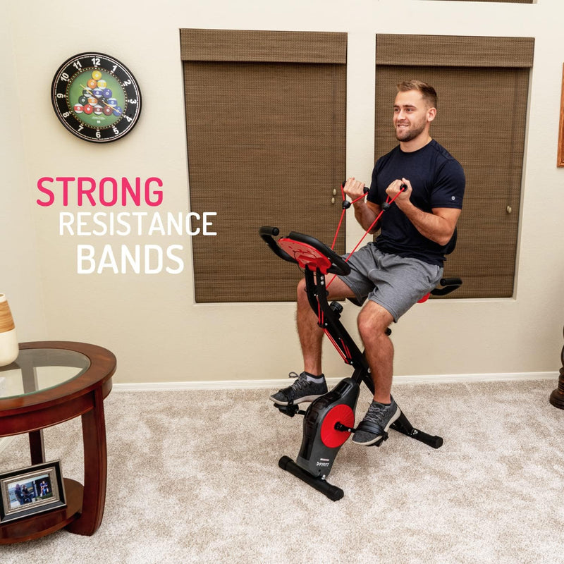 Foldable Fitness Exercise Bike with Resistance Bands 16