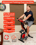 Foldable Fitness Exercise Bike with Resistance Bands 16