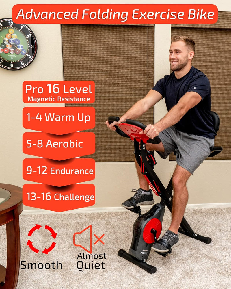 Foldable Fitness Exercise Bike with Resistance Bands 16