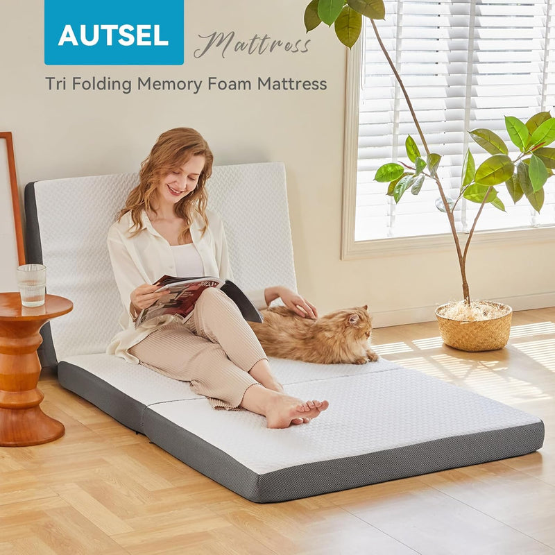 Foldable Folding Mattress Tri-Fold Memory Foam