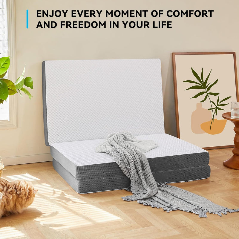 Foldable Folding Mattress Tri-Fold Memory Foam