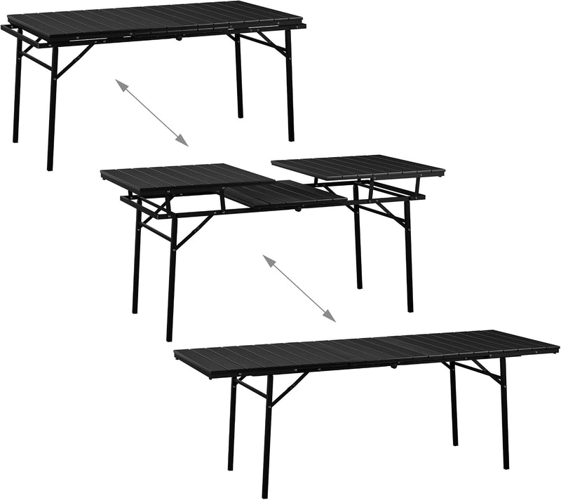 Foldable Garden Table Extendable Width: 166-215CM Plastic
